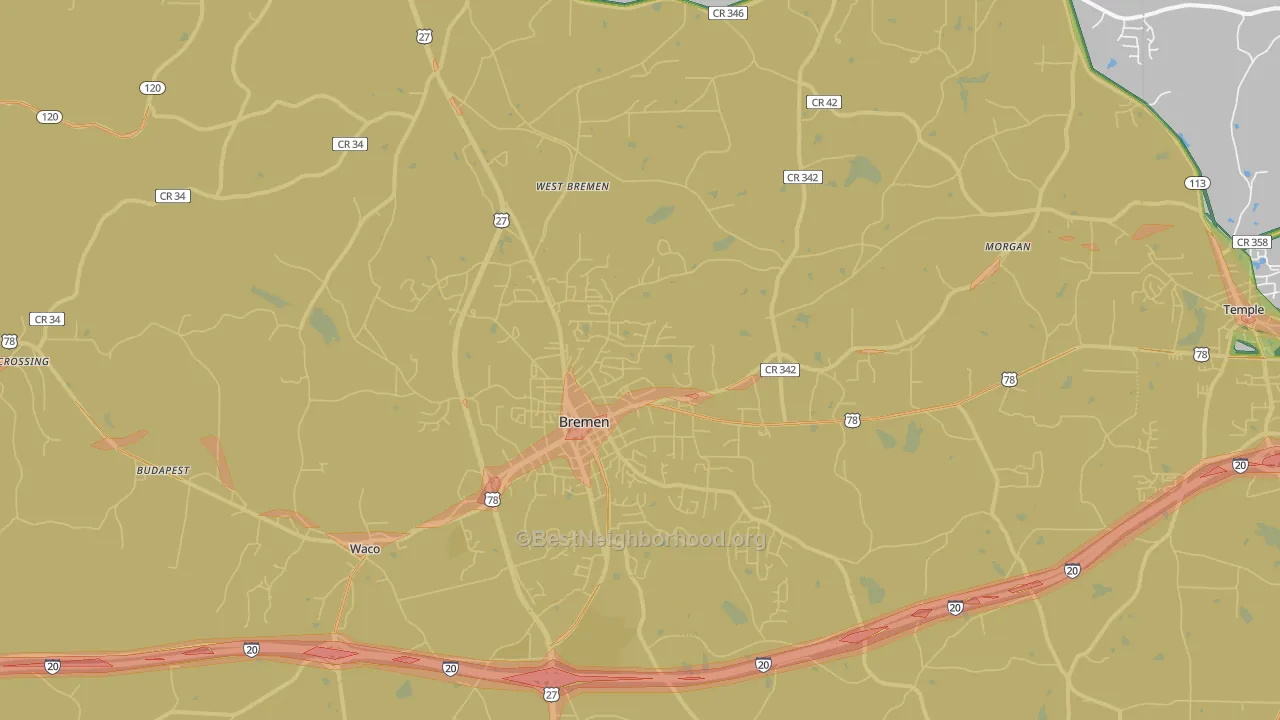 Bremen, GA Map of Noise Levels in Bremen