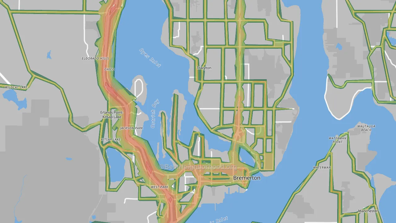 Bremerton, WA Map of Noise Levels in Bremerton