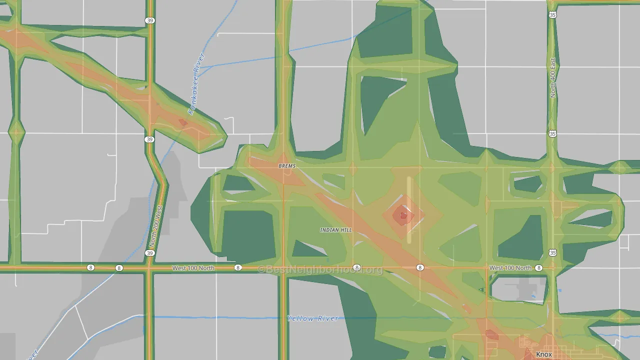 Brems, IN Map of Noise Levels in Brems