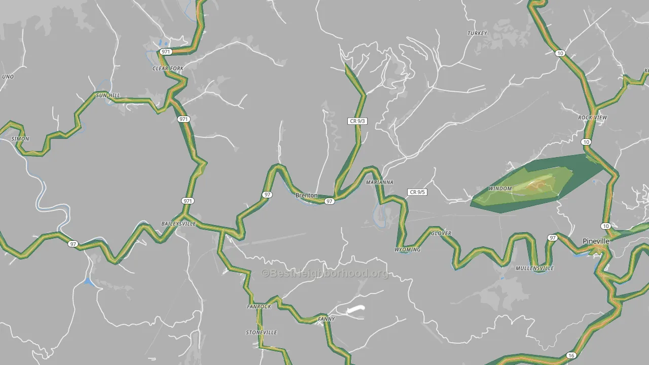 Brenton, WV Map of Noise Levels in Brenton