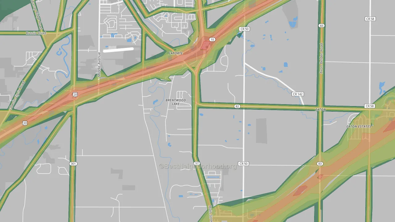 Brentwood Lake, OH Map of Noise Levels in Brentwood Lake
