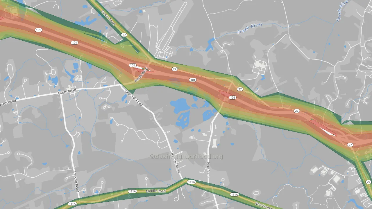Brentwood, NH Map of Noise Levels in Brentwood