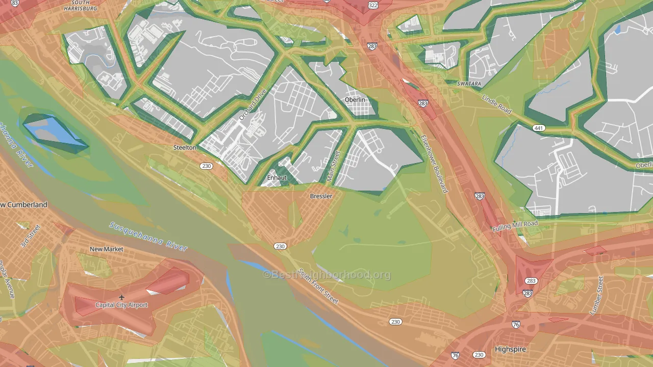 Bressler, PA Map of Noise Levels in Bressler