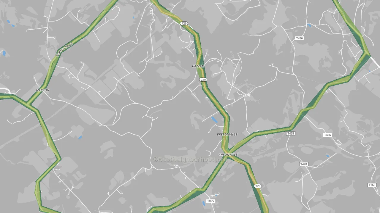 Bretonville, PA Map of Noise Levels in Bretonville