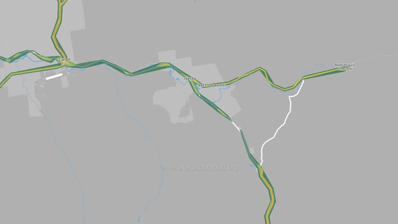 Bretton Woods, NH Map of Noise Levels in Bretton Woods