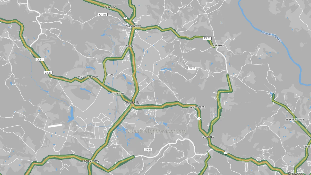 Bretz, WV Map of Noise Levels in Bretz