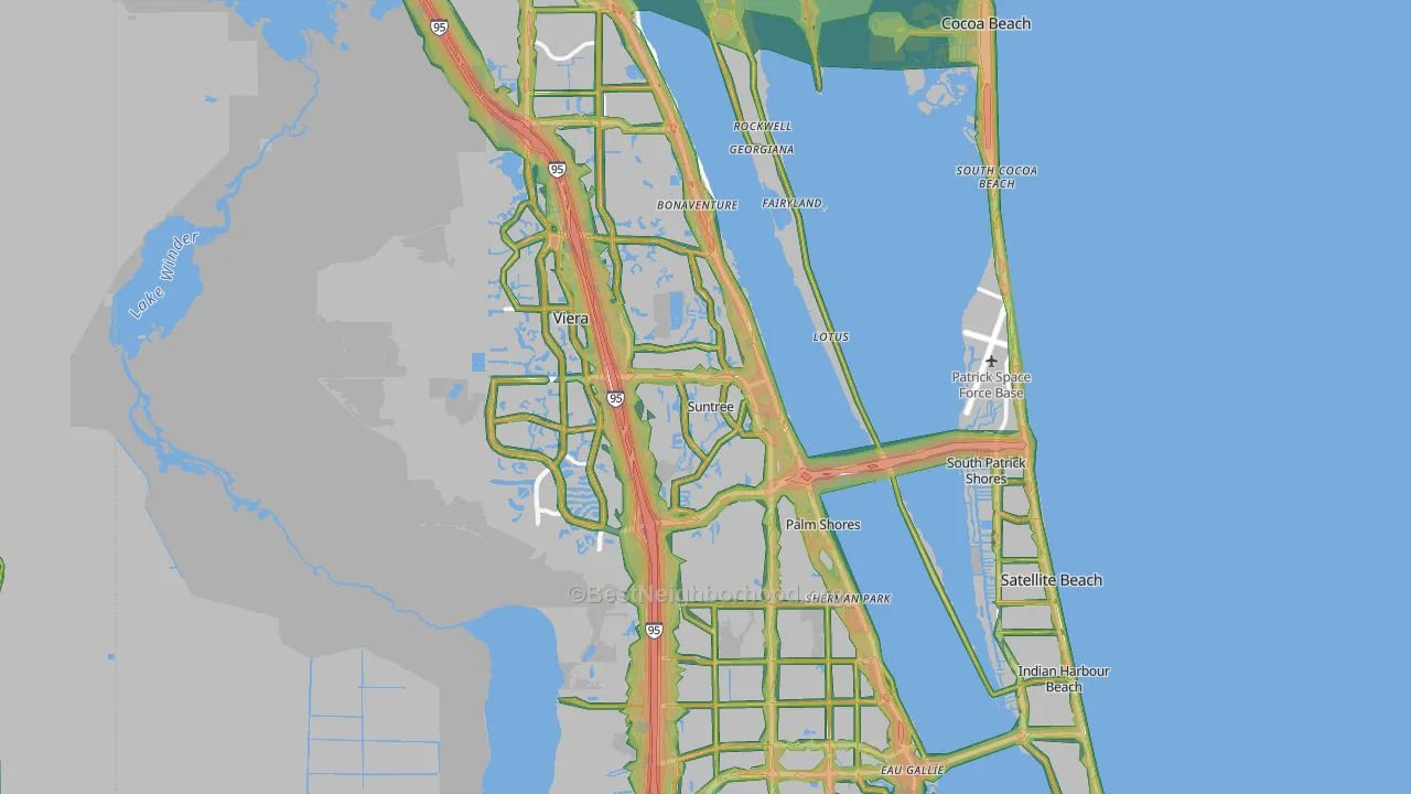 Brevard County, FL Map of Noise Levels in Brevard County