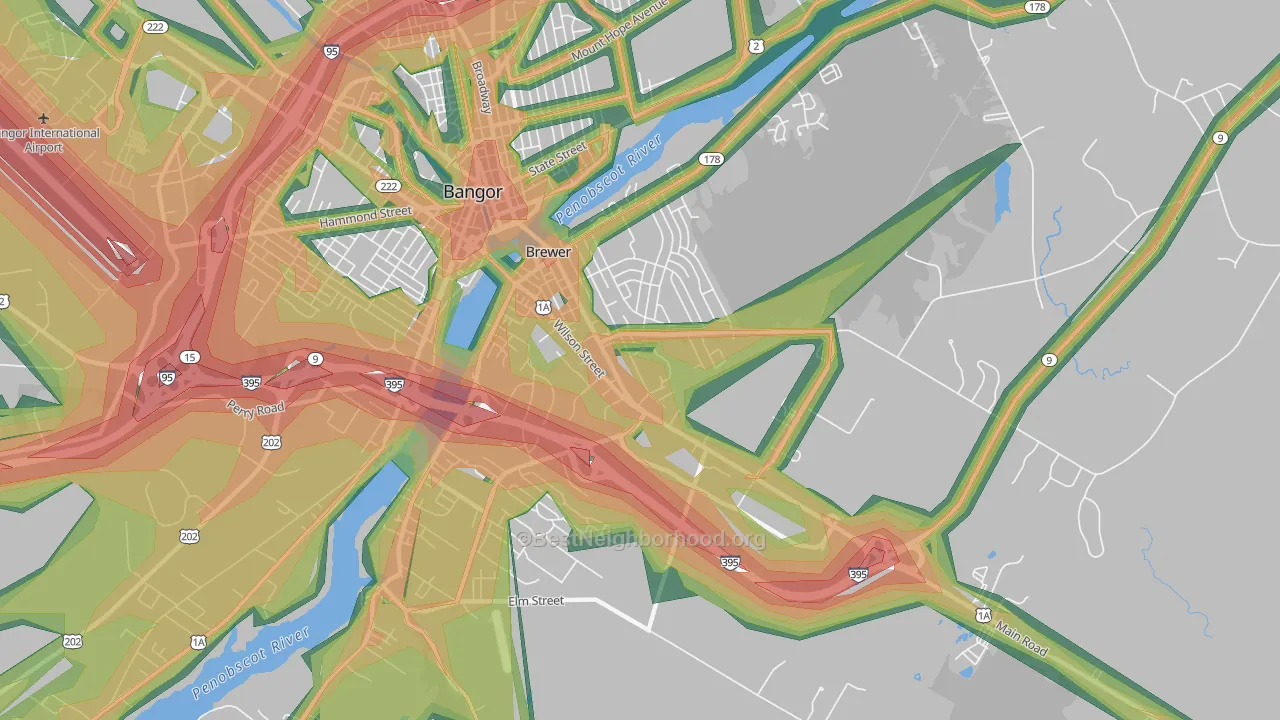Brewer, ME Map of Noise Levels in Brewer