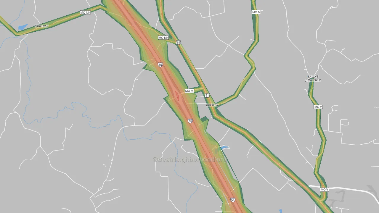 Brewer, MO Map of Noise Levels in Brewer