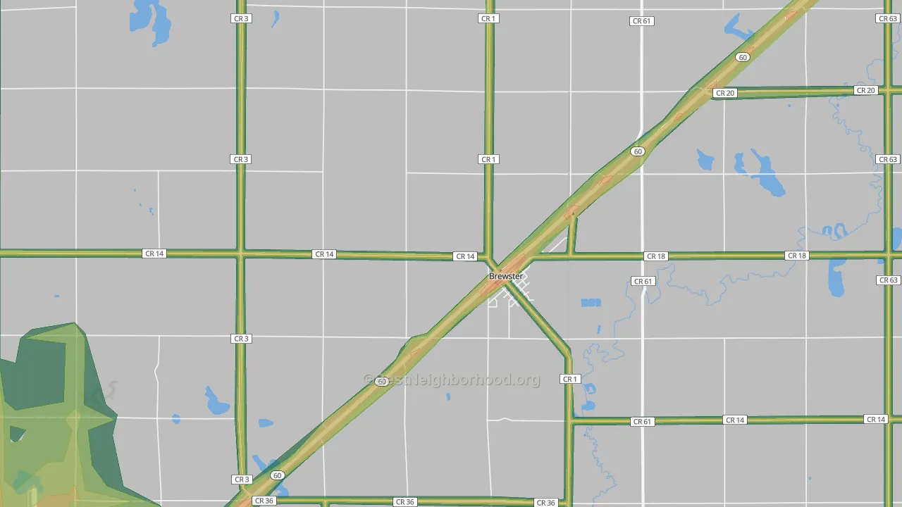 Brewster, MN Map of Noise Levels in Brewster