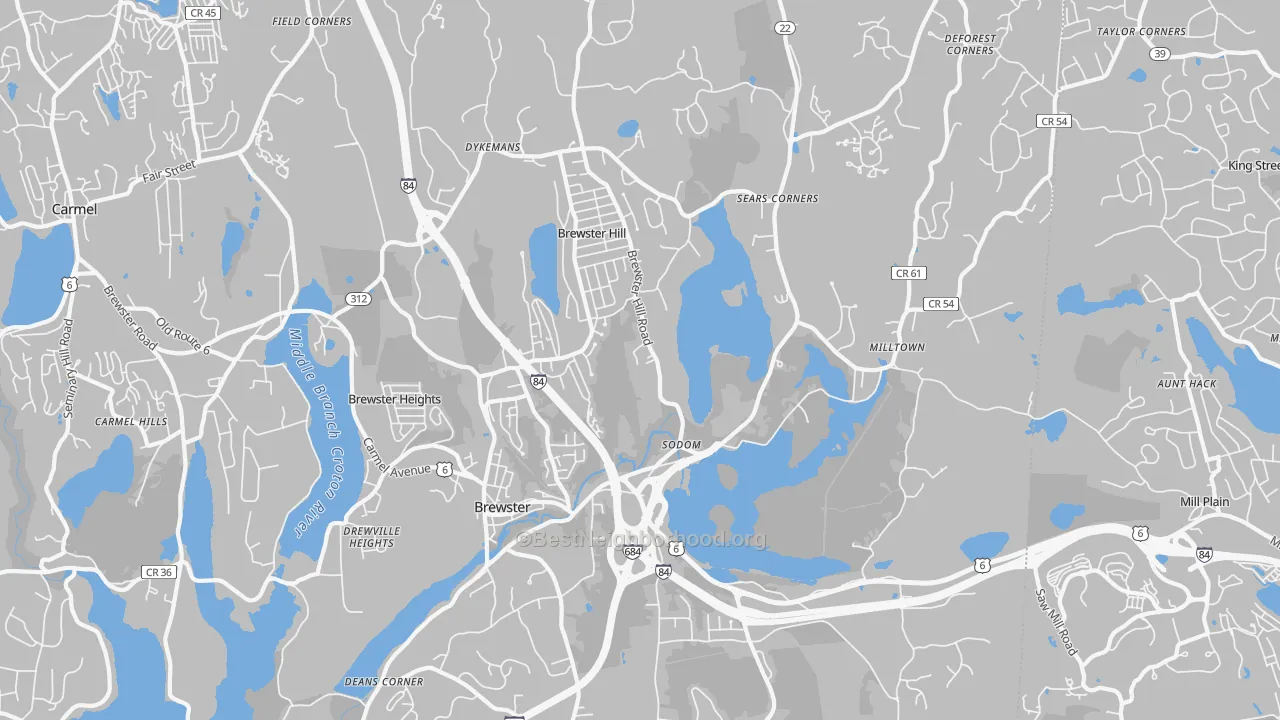 Brewster, NY Map of Noise Levels in Brewster