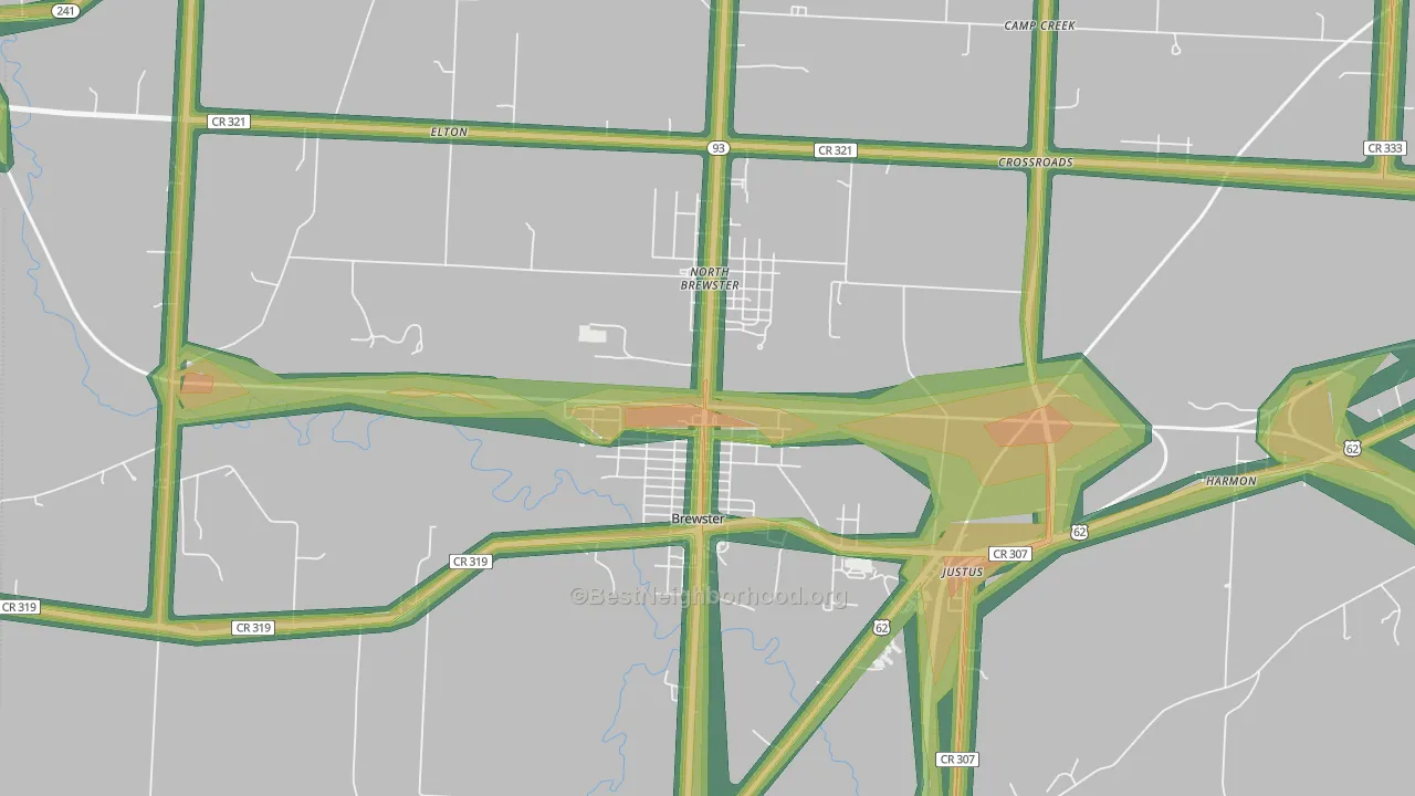 Brewster, OH Map of Noise Levels in Brewster