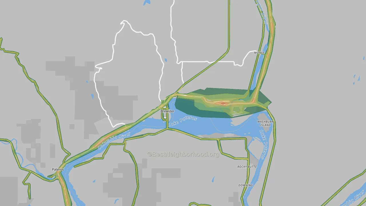 Brewster, WA Map of Noise Levels in Brewster