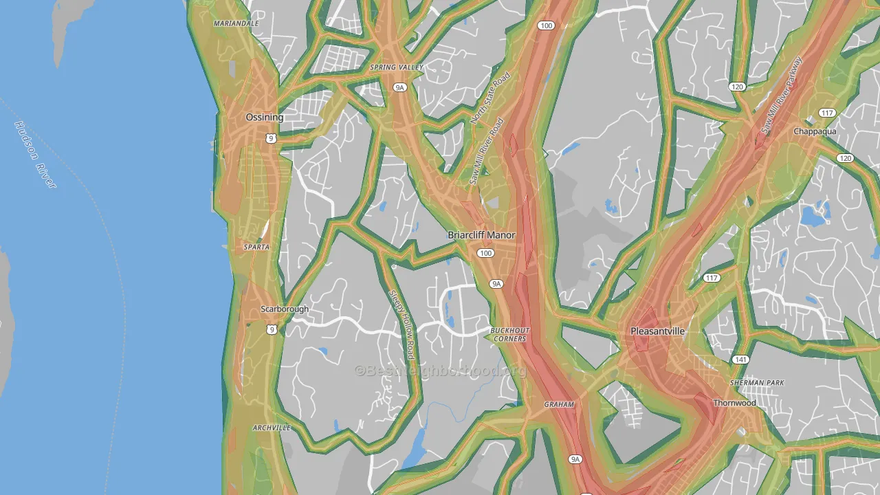 Briarcliff Manor, NY Map of Noise Levels in Briarcliff Manor
