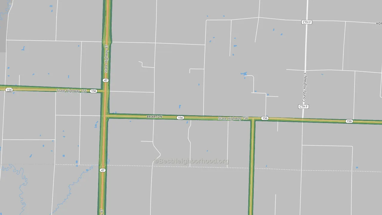 Briarton, WI Map of Noise Levels in Briarton