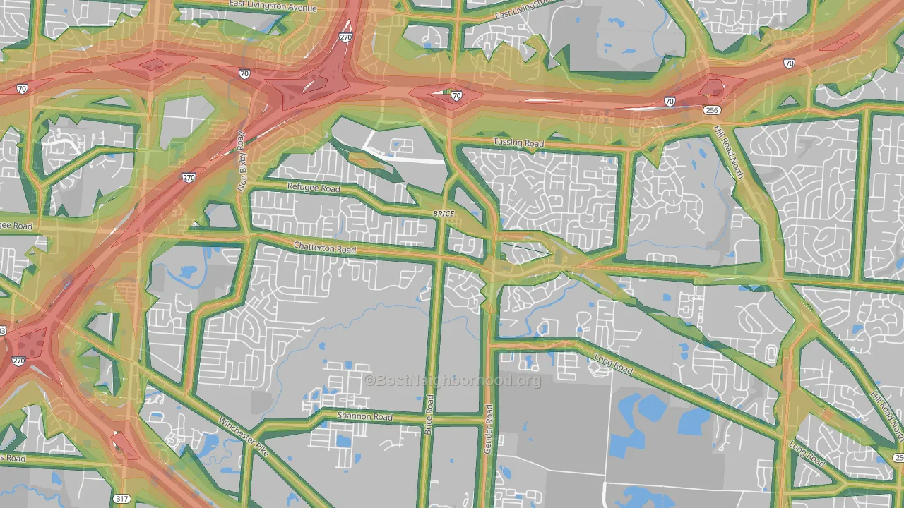 Brice, OH Map of Noise Levels in Brice