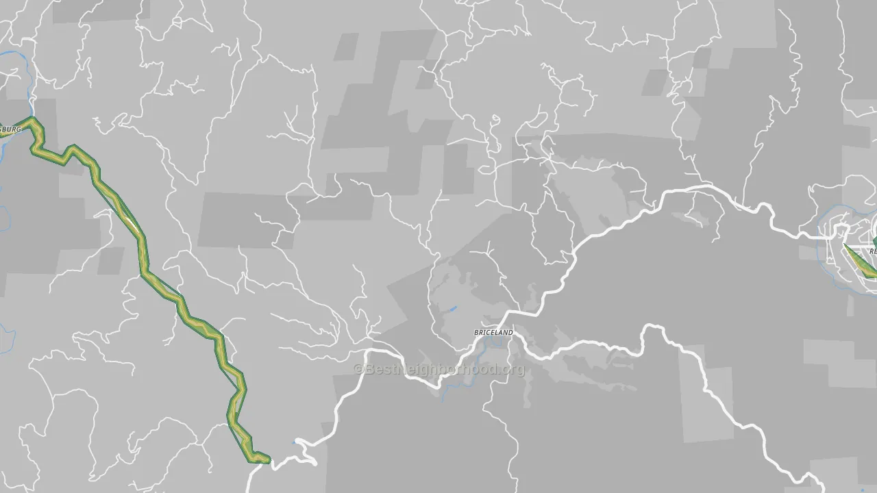 Briceland, CA Map of Noise Levels in Briceland