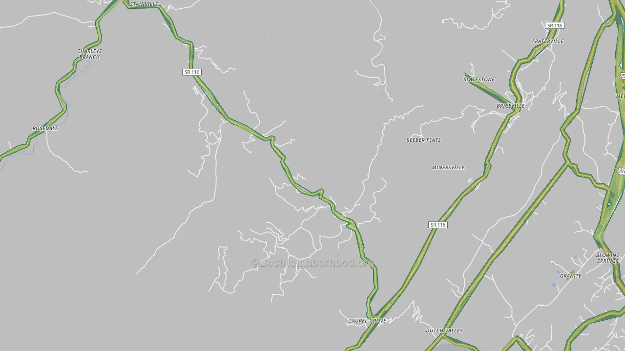 Briceville, TN Map of Noise Levels in Briceville