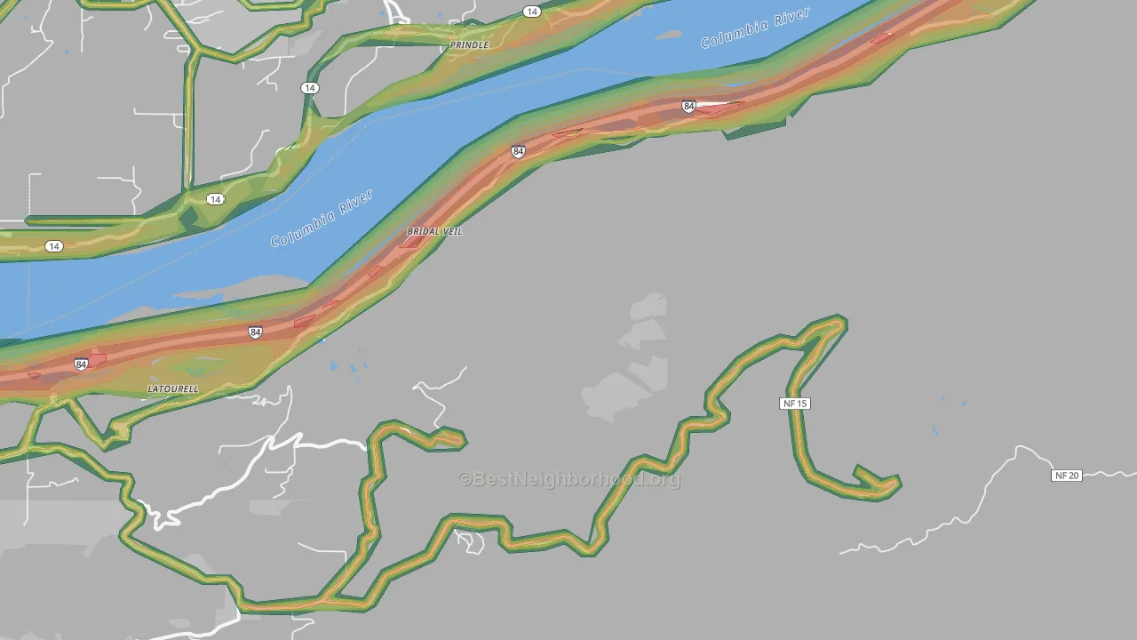 Bridal Veil, OR Map of Noise Levels in Bridal Veil