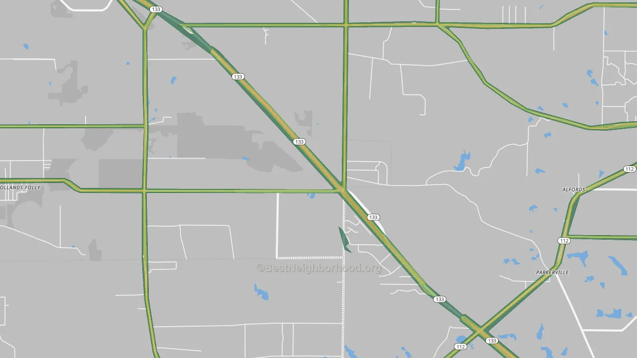 Bridgeboro, GA Map of Noise Levels in Bridgeboro