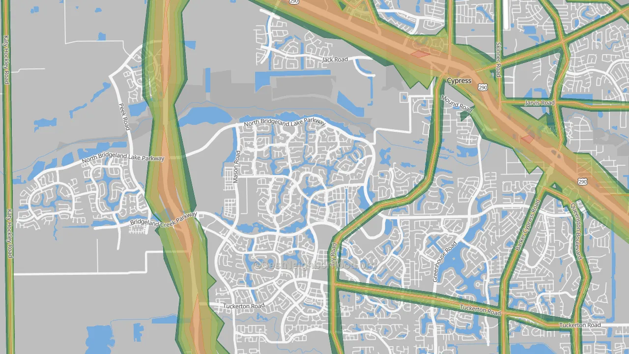 Bridgeland, Cypress, TX Map of Noise Levels in Bridgeland