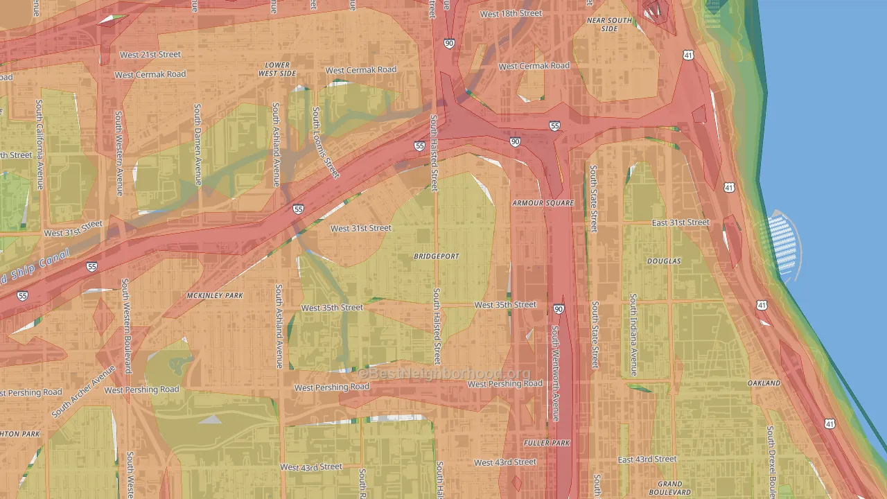 Bridgeport, Chicago, IL Map of Noise Levels in Bridgeport
