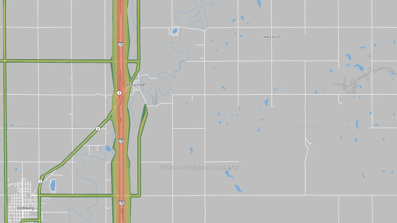 Bridgeport, KS Map of Noise Levels in Bridgeport