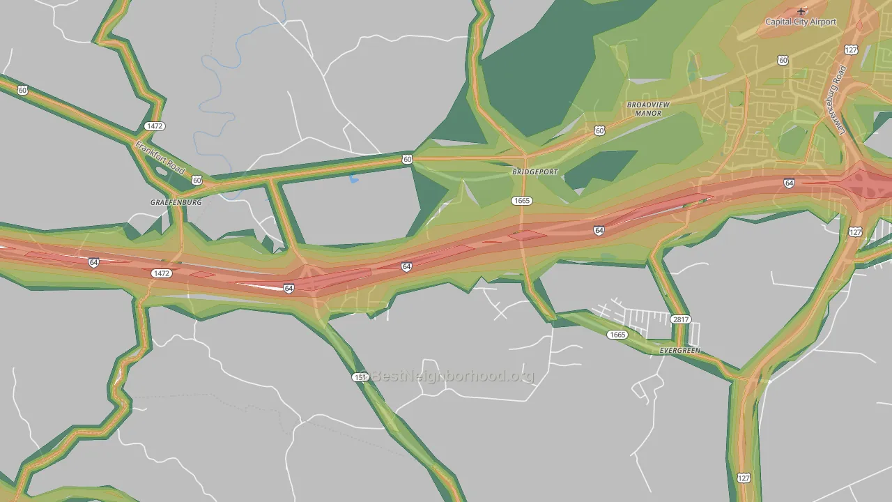 Bridgeport, KY Map of Noise Levels in Bridgeport
