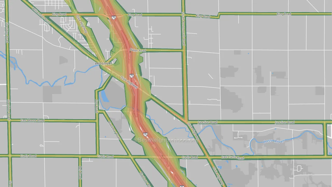 Bridgeport, MI Map of Noise Levels in Bridgeport