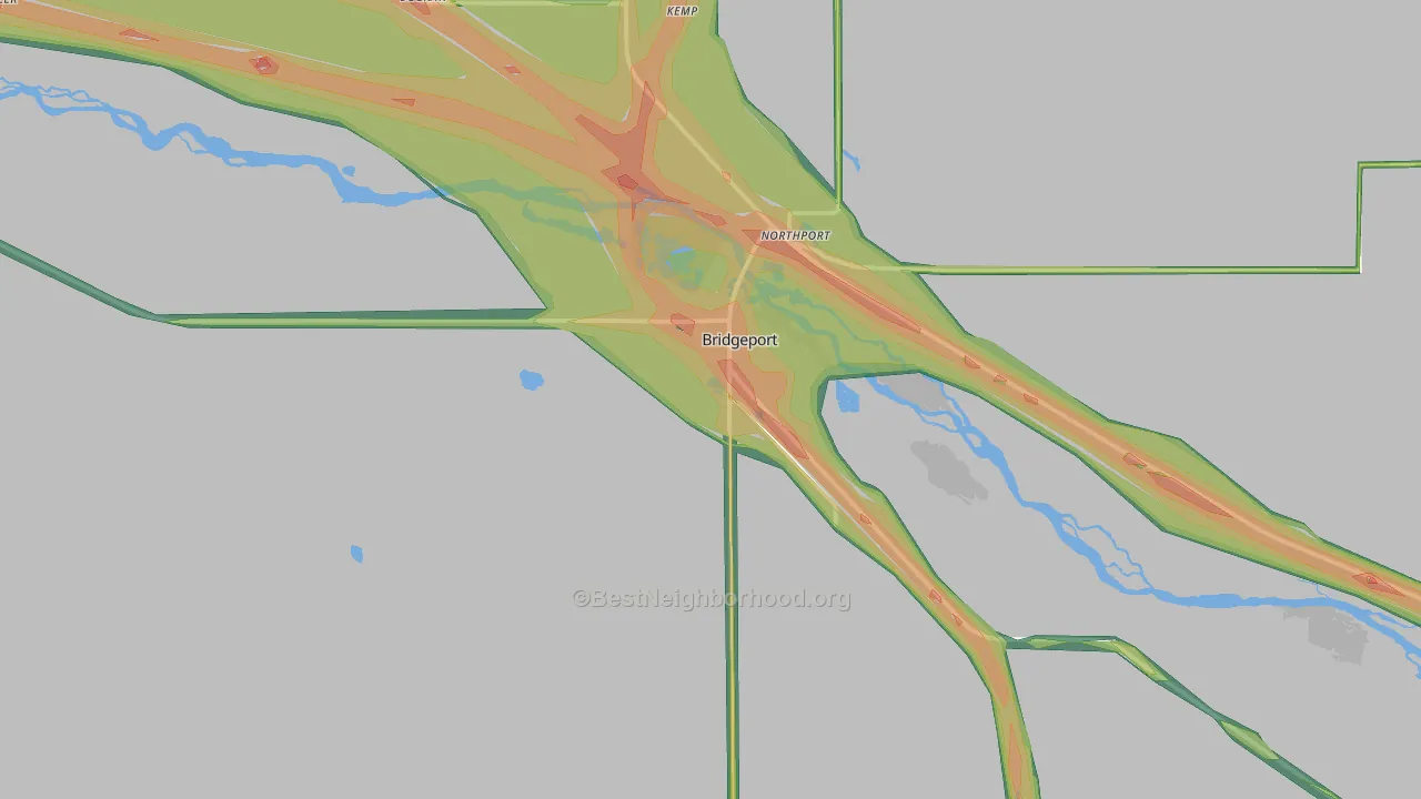 Bridgeport, NE Map of Noise Levels in Bridgeport