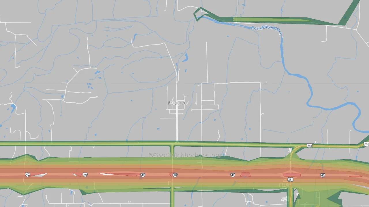 Bridgeport, OK Map of Noise Levels in Bridgeport