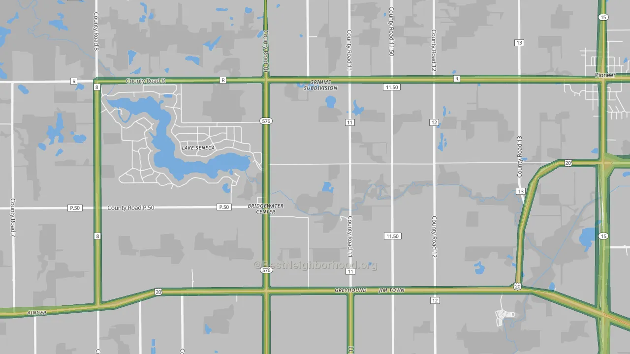 Bridgewater Center, OH Map of Noise Levels in Bridgewater Center