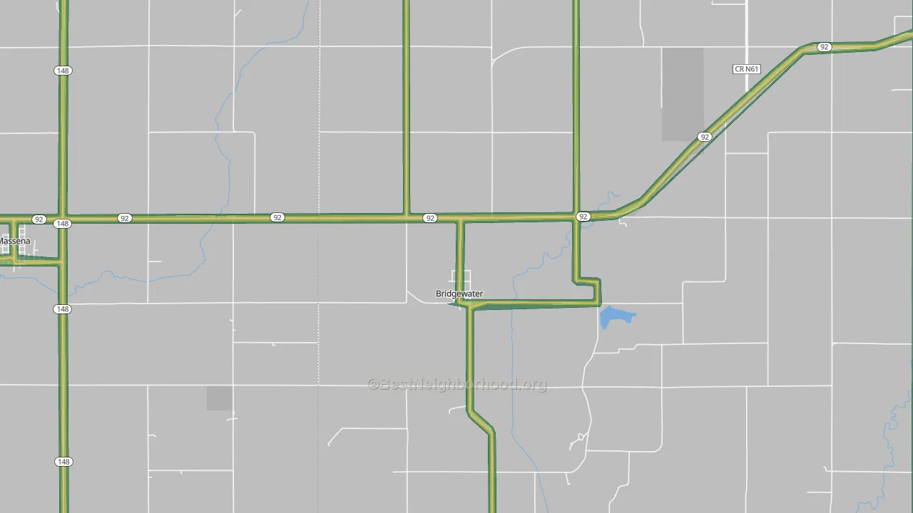 Bridgewater, IA Map of Noise Levels in Bridgewater