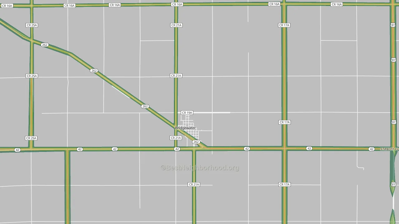 Bridgewater, SD Map of Noise Levels in Bridgewater