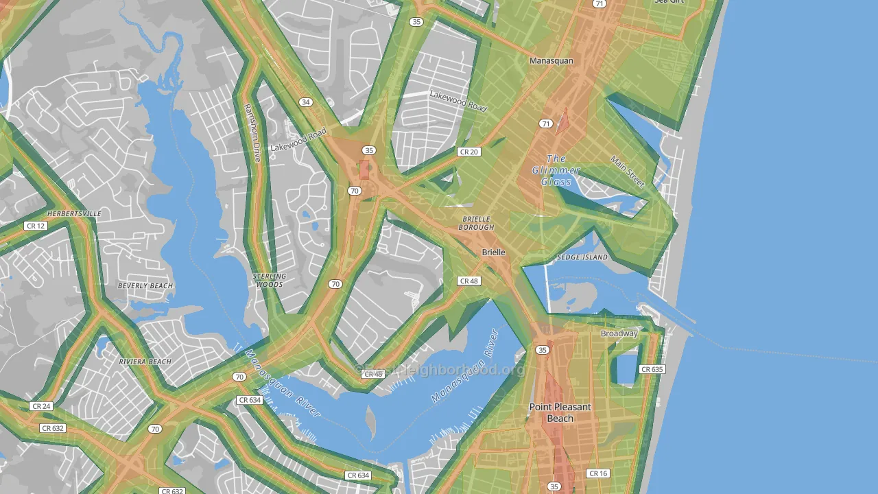 Brielle, NJ Map of Noise Levels in Brielle