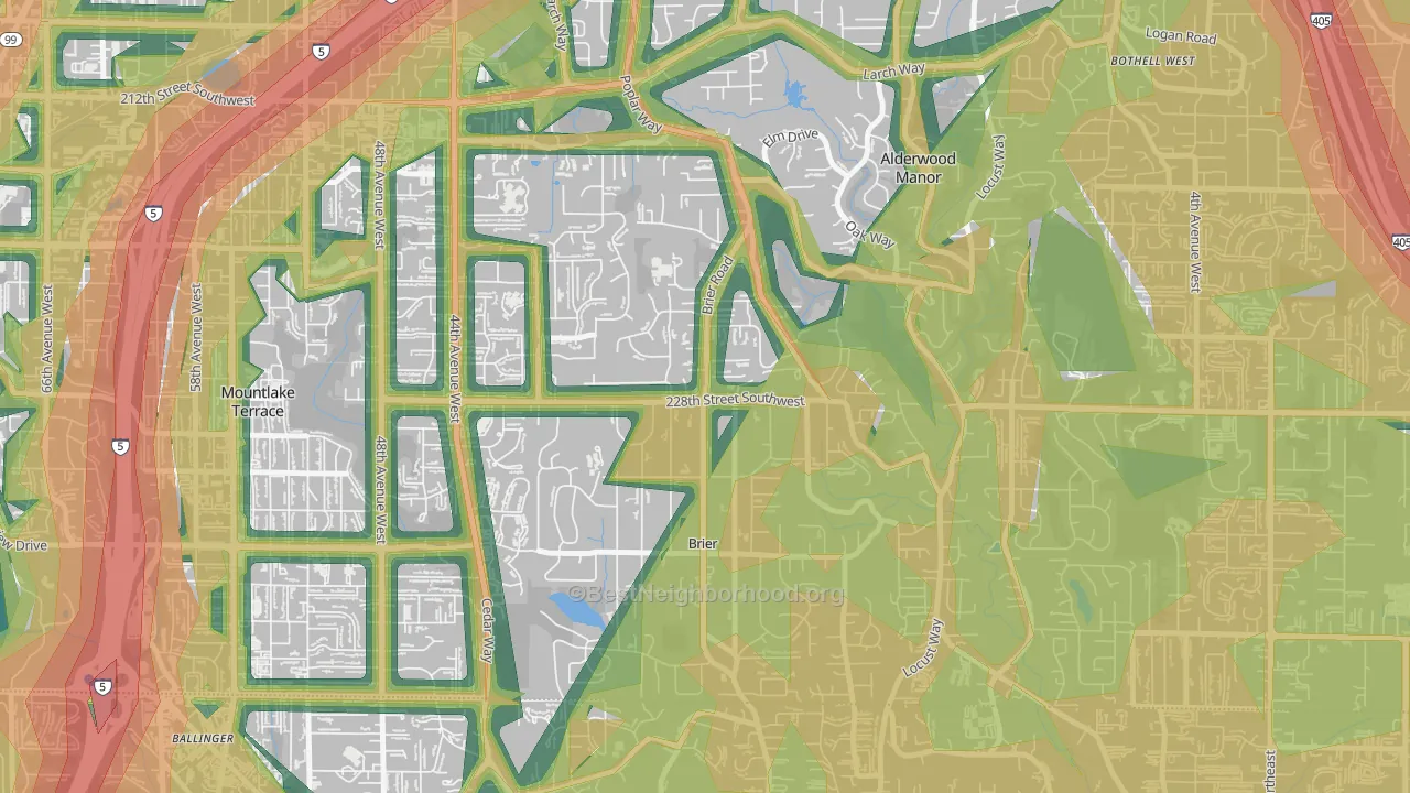 Brier, WA Map of Noise Levels in Brier