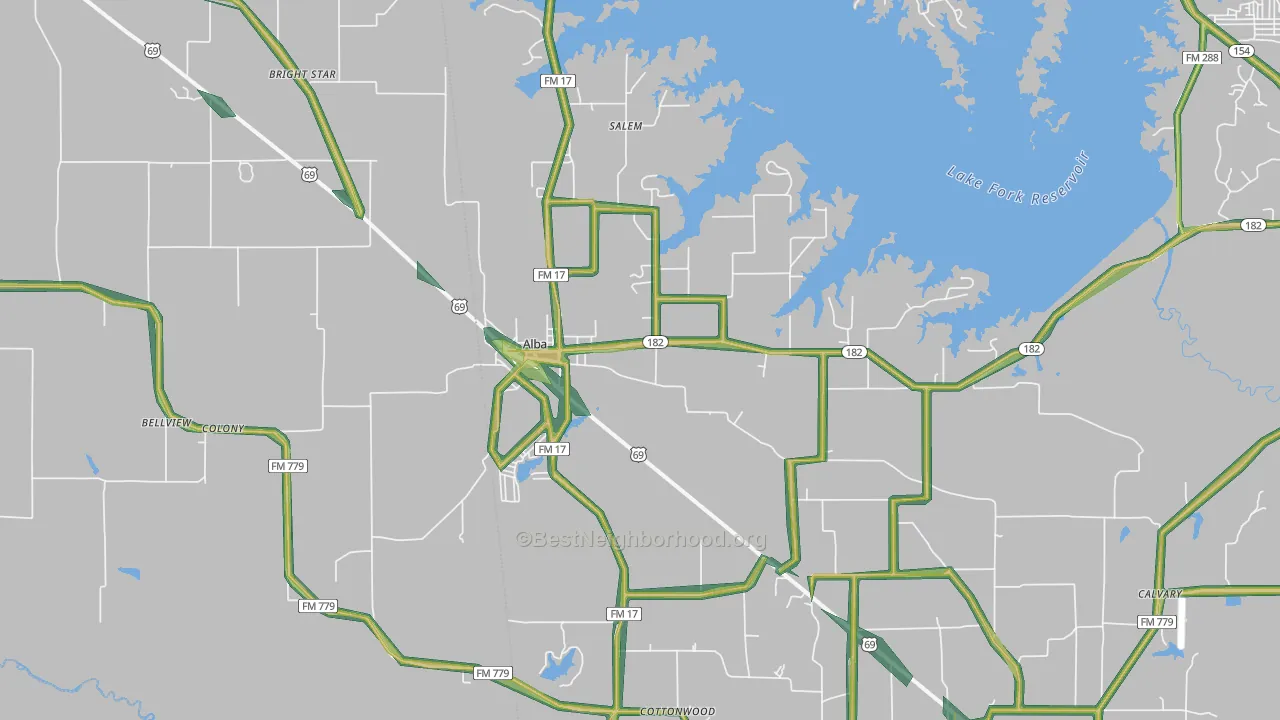Bright Star, TX Map of Noise Levels in Bright Star