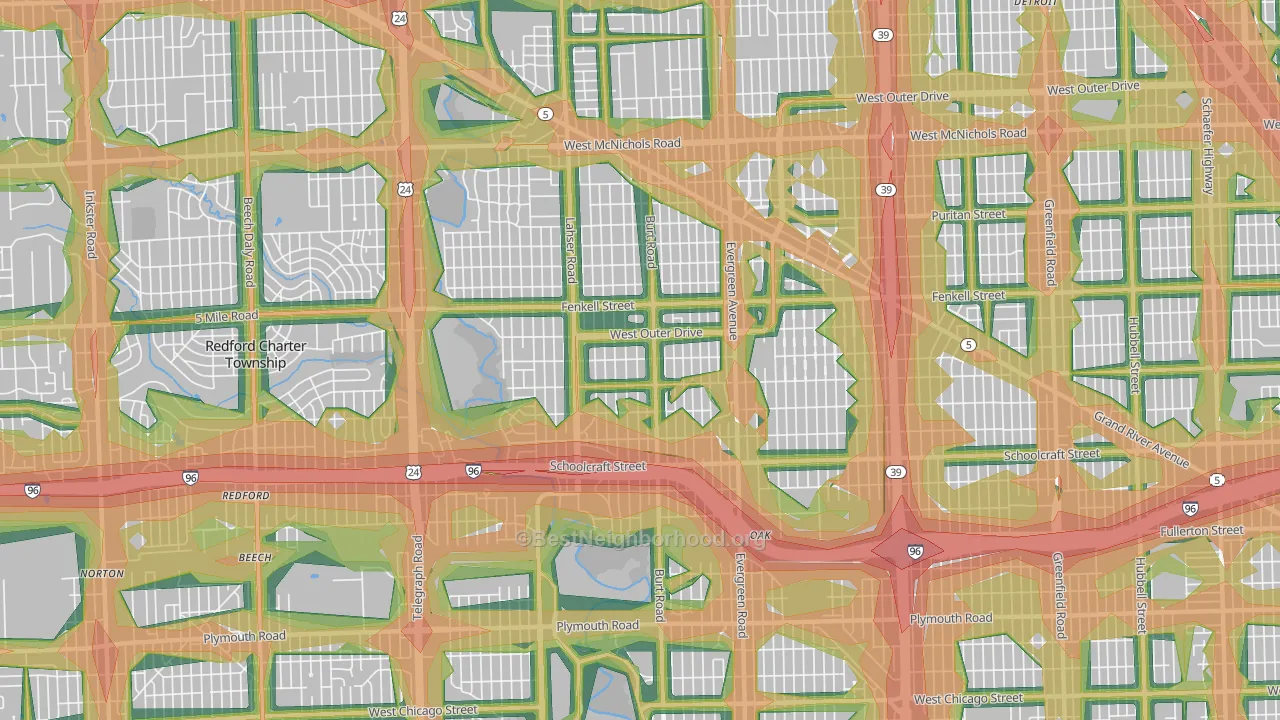 Brightmoor, Detroit, MI Map of Noise Levels in Brightmoor