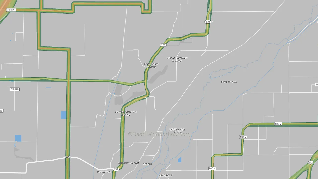 Brighton, AR Map of Noise Levels in Brighton