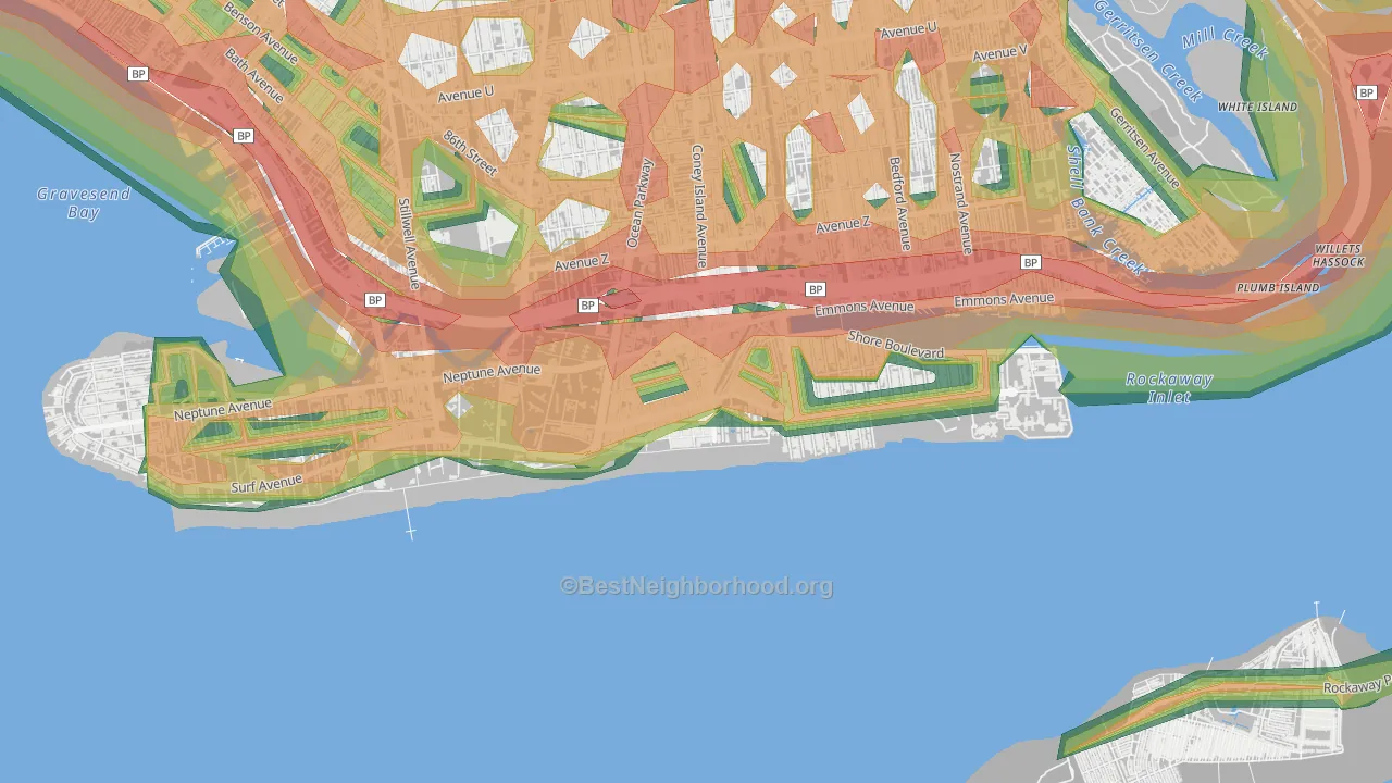 Brighton Beach, Brooklyn, NY Map of Noise Levels in Brighton Beach