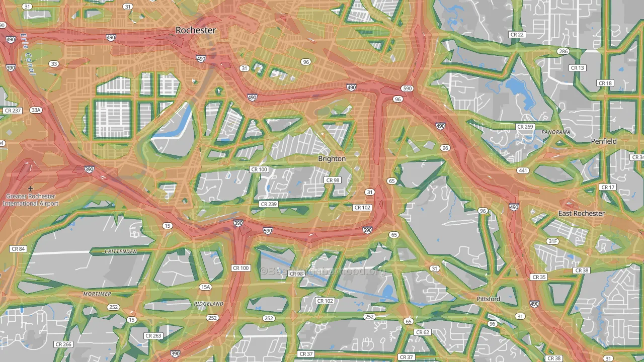 Brighton, NY Map of Noise Levels in Brighton