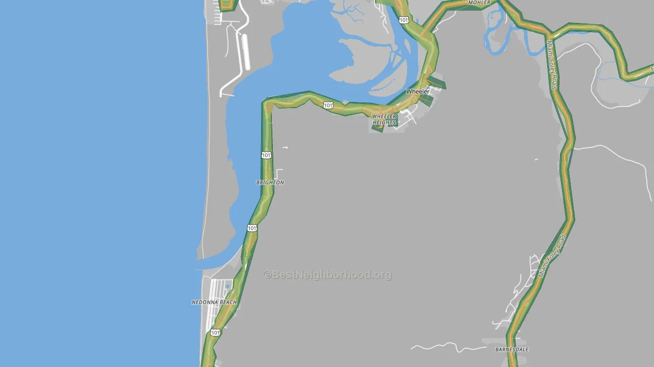 Brighton, OR Map of Noise Levels in Brighton