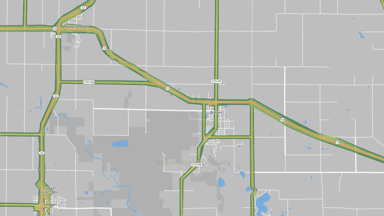 Brillion, WI Map of Noise Levels in Brillion