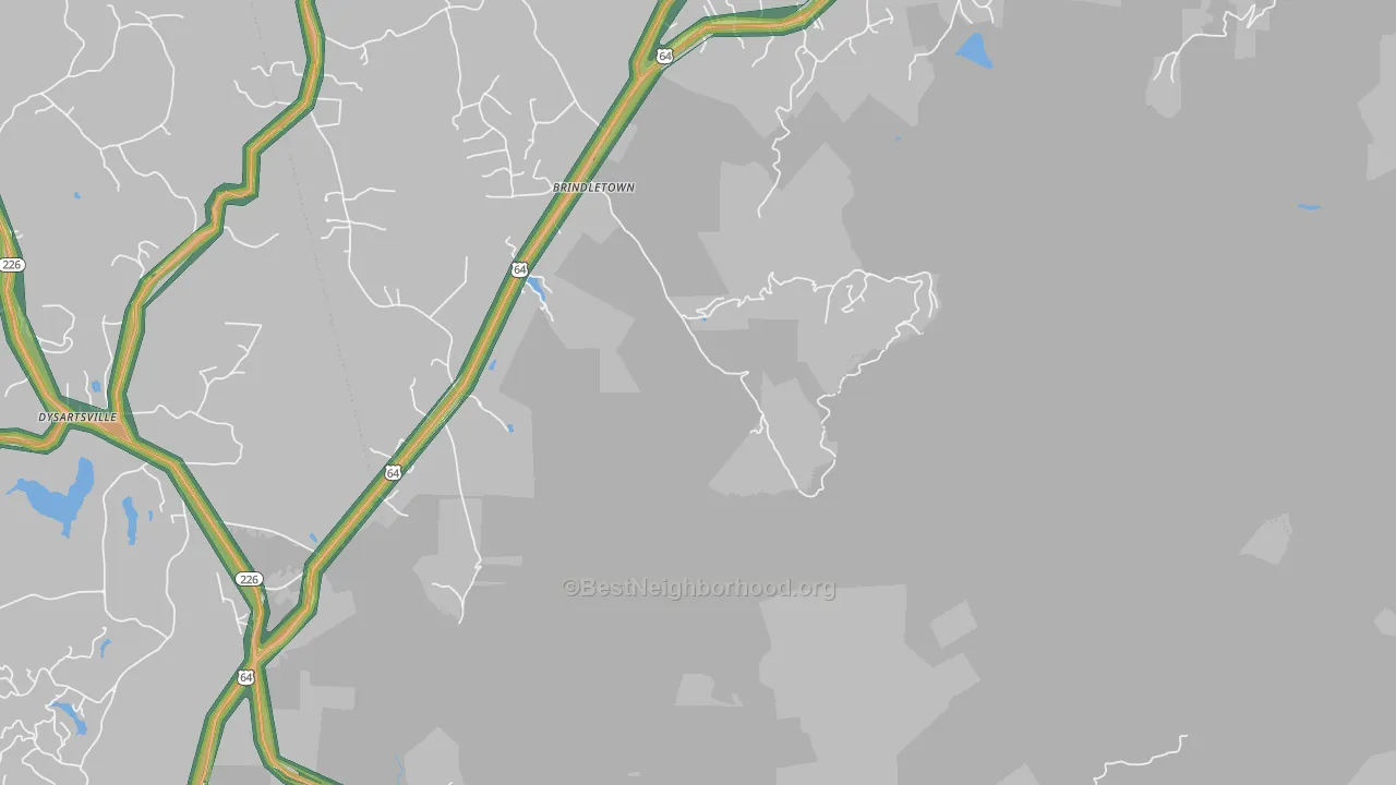 Brindle Town, NC Map of Noise Levels in Brindle Town