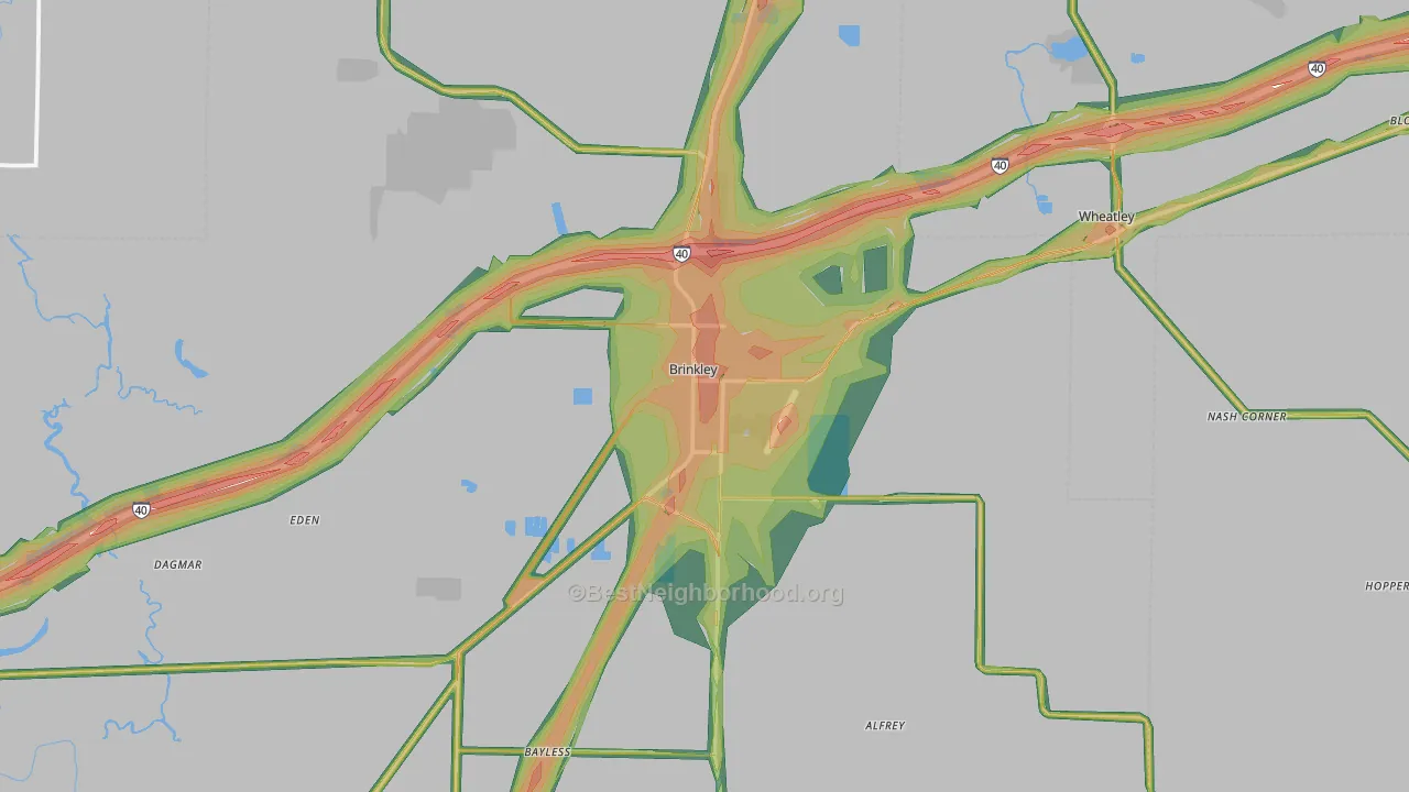 Brinkley, AR Map of Noise Levels in Brinkley
