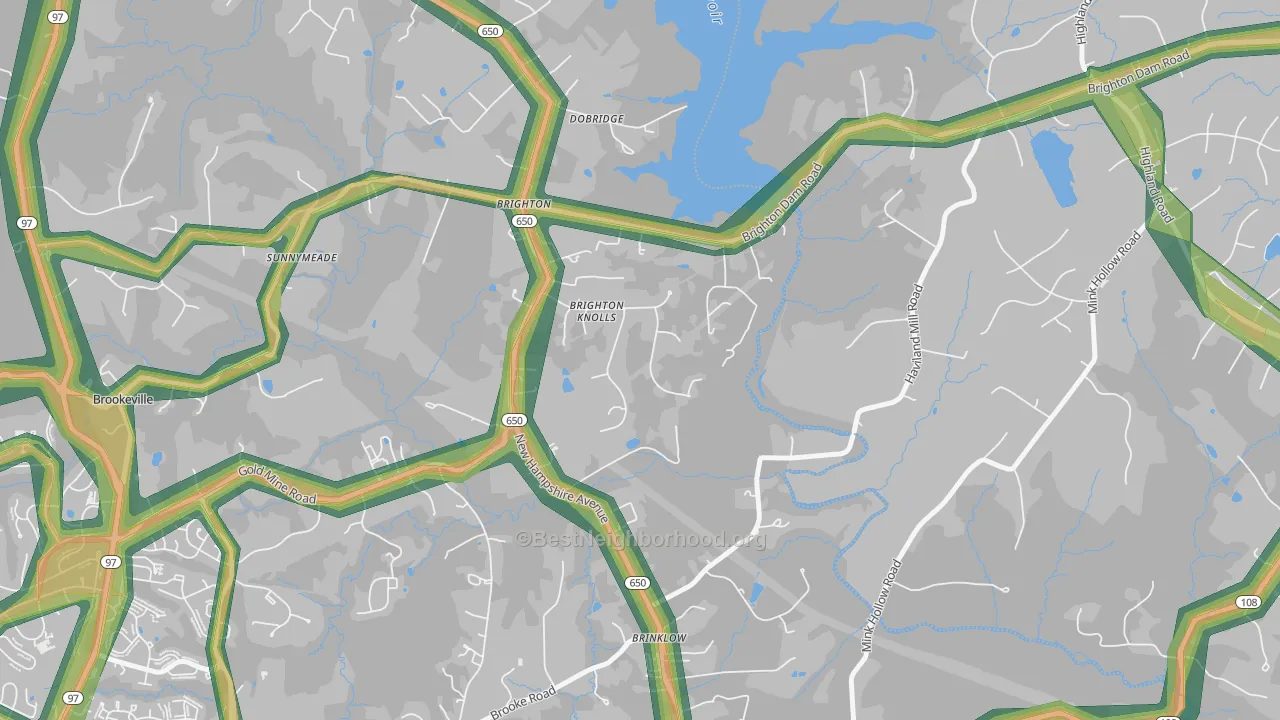 Brinklow, MD Map of Noise Levels in Brinklow