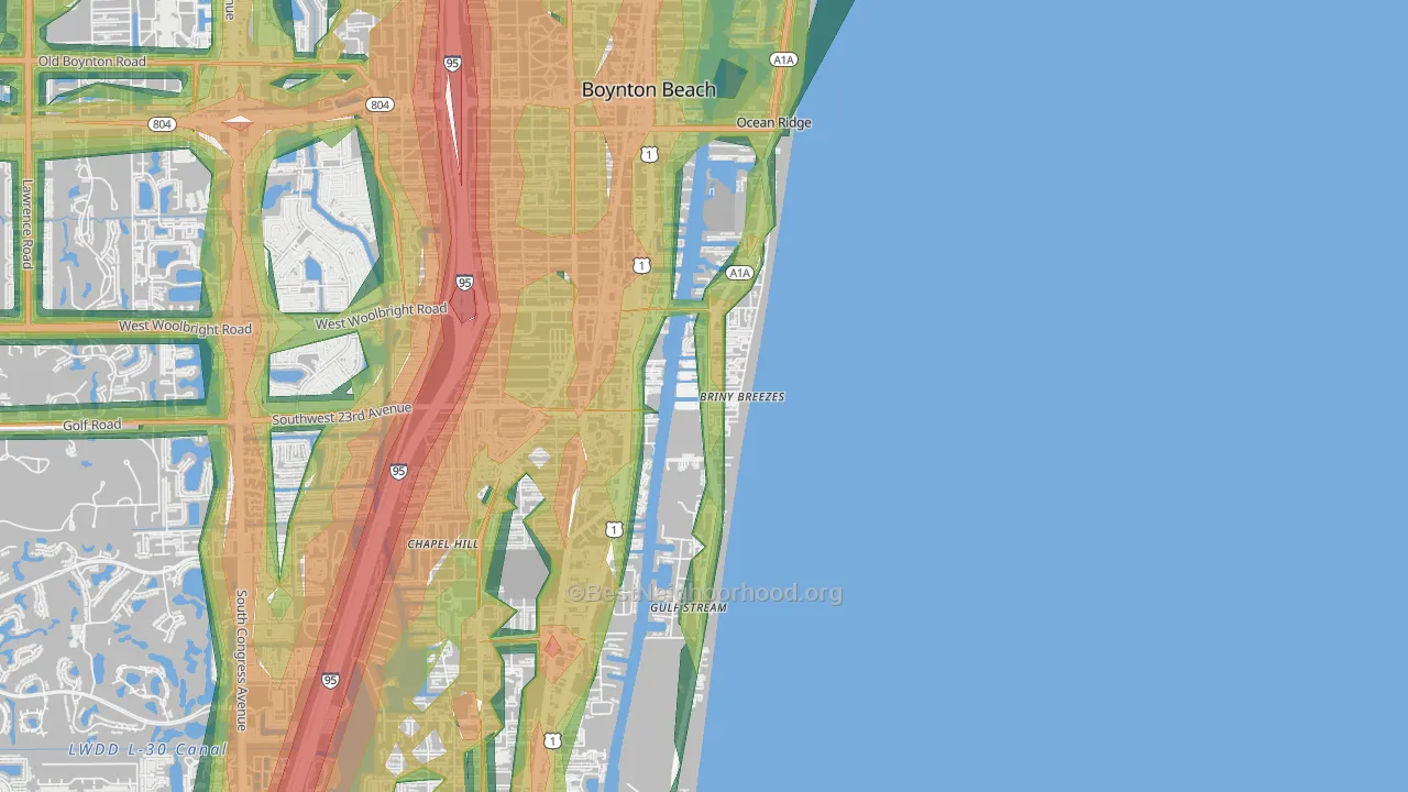 Briny Breezes, FL Map of Noise Levels in Briny Breezes