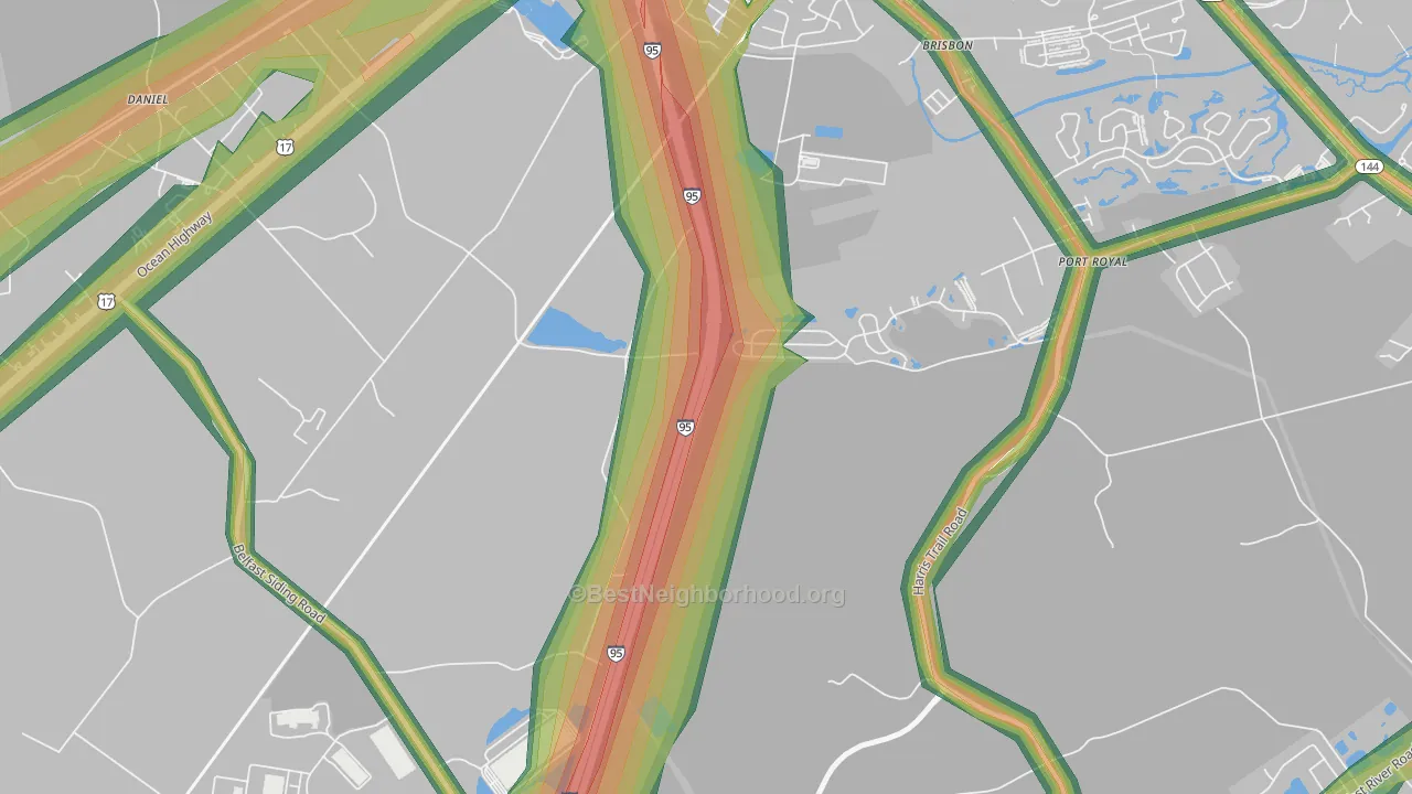 Brisbon, GA Map of Noise Levels in Brisbon