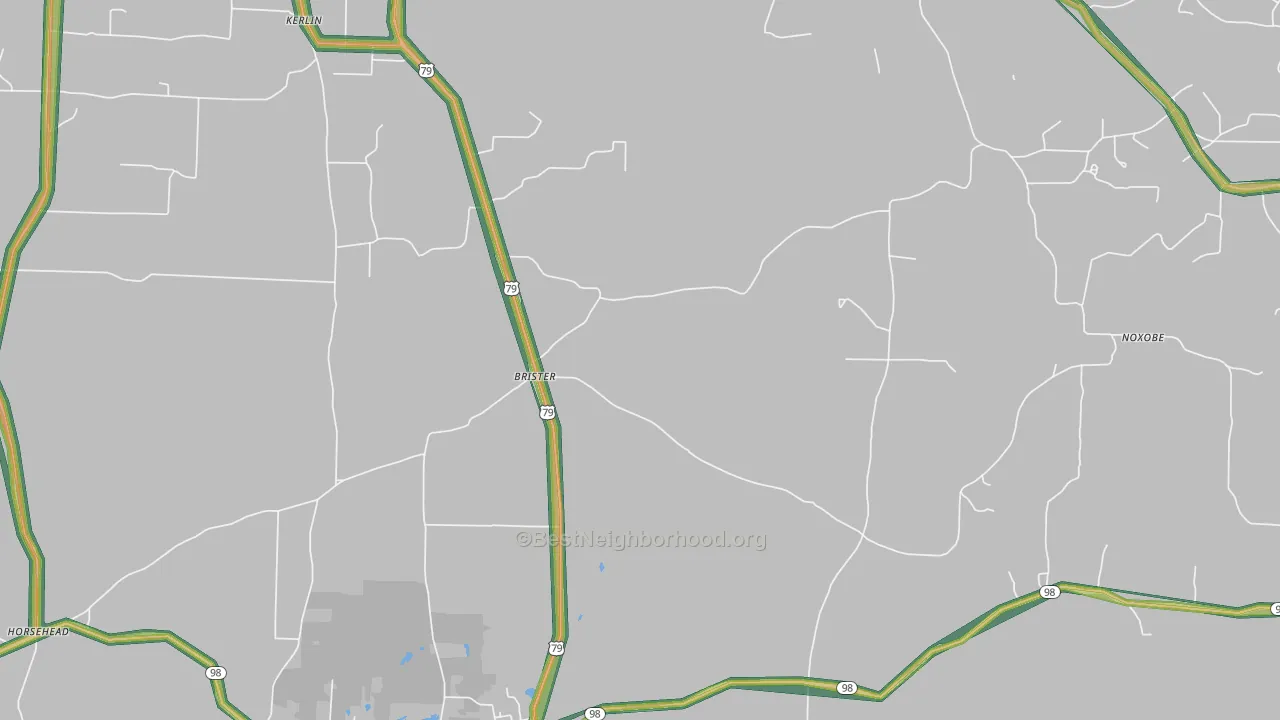 Brister, AR Map of Noise Levels in Brister
