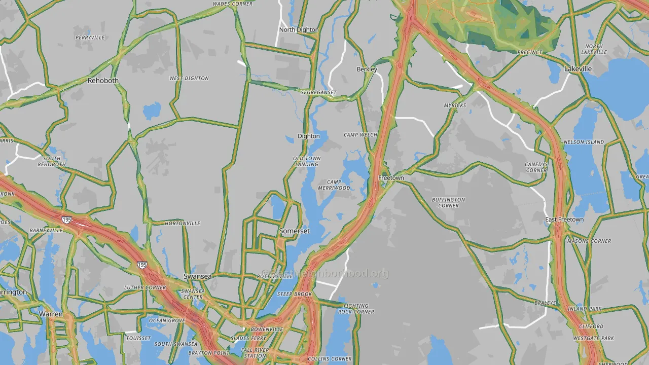 Bristol County, MA Map of Noise Levels in Bristol County